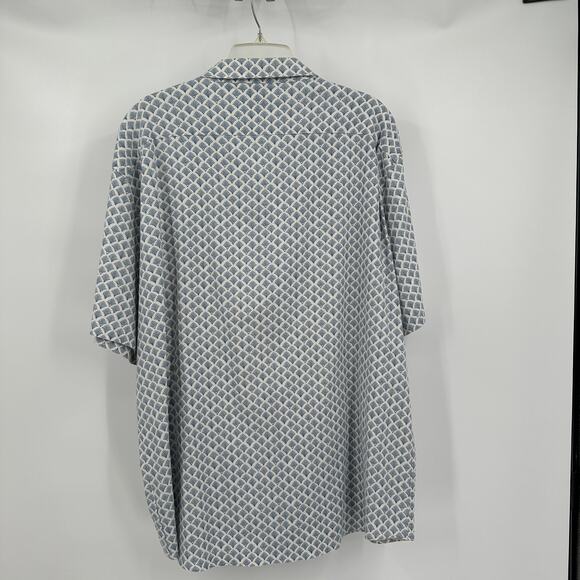 Faherty Mens Shirt Sz XXL Hemp Blend Geometric Coastal Casual Lightweight Summer - Picture 2 of 8